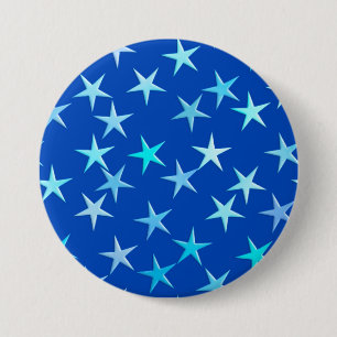 Satin-Sterne, blass blau auf Kobalt Button