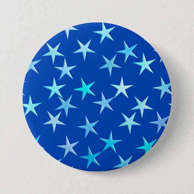 Satin-Sterne, blass blau auf Kobalt Button (Vorderseite)