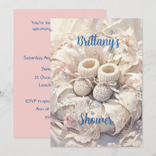 Satin- und Spitzen-Baby-Digital-Download-Einladung Einladung