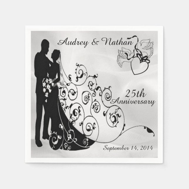 Satin Wedding Jubiläum Personalisiert Napkins Serviette (Vorderseite)