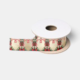 Satin-Weihnachtsband mit Zuckerstangen-Muster Satinband