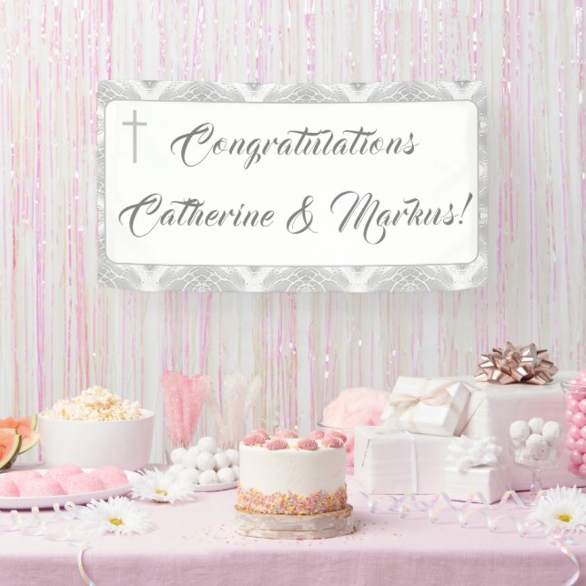 Satin White Imitats Banner (Party)