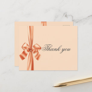 Satinband Pfirsich Hochzeit Danke Postkarte