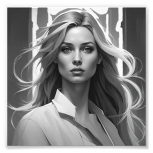 Satinposter mit einem Portrait einer Frau Fotodruck