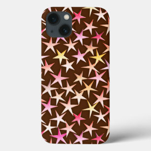 Satinsterne, rosa auf Schokoladenbraun Case-Mate iPhone Hülle
