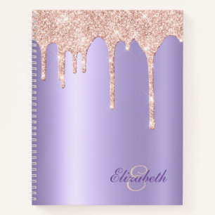 Satiny Lavender Blush Pink Glitzer Tropfen Monogra Notizbuch