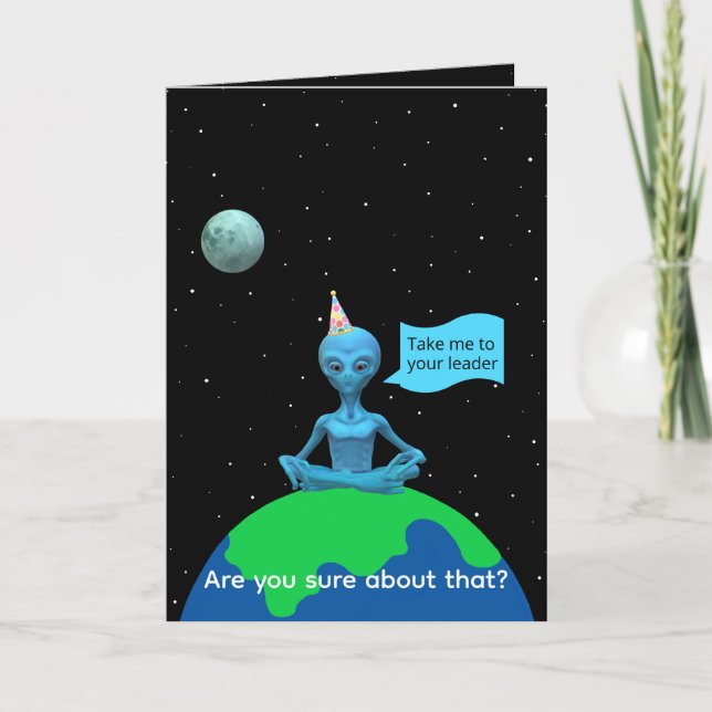 Satire Alien Birthday Card by Jo Images Karte (Vorderseite)