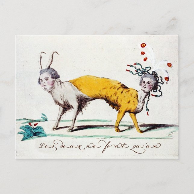 Satire über Louis XVI und Marie Antoinette Postkarte (Vorderseite)