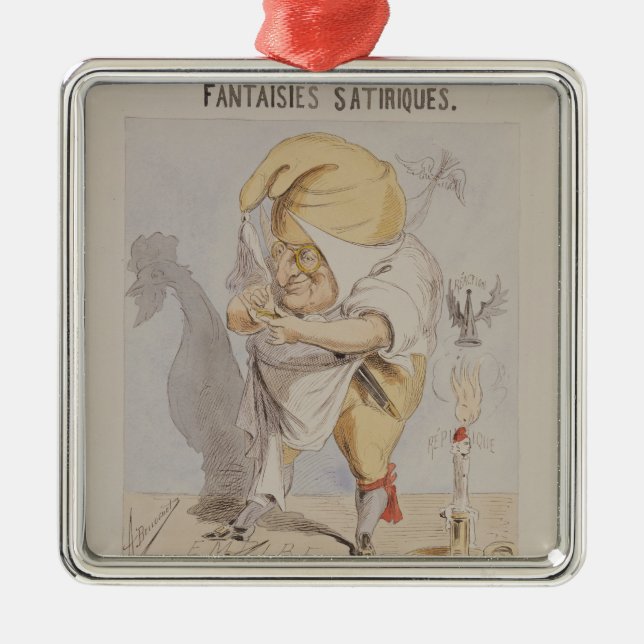 Satirical Fantasien, Karikatur von Adolphe Ornament Aus Metall (Vorne)