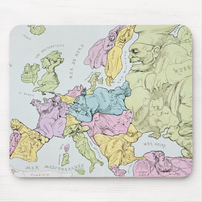 Satirical Karte von Europa | 1871 Mousepad (Vorne)