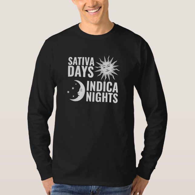 Sativa Days Indica Nights Sun Moon Stoner T-Shirt (Vorderseite)