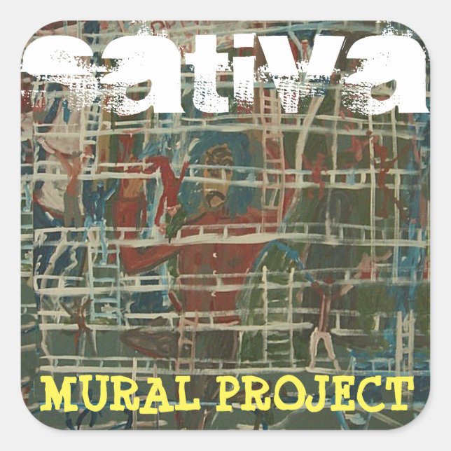 SATIVA MURAL PROJEKT QUADRATISCHER AUFKLEBER (Vorderseite)