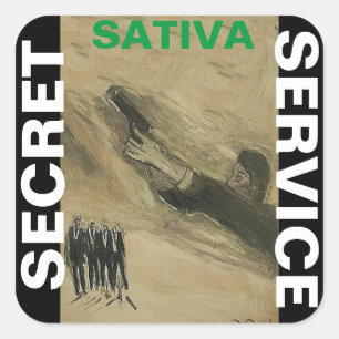 SATIVA SECRET SERVICE QUADRATISCHER AUFKLEBER