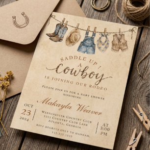 Sattel auf, Cowboy-Baby-Party Rustikales Western-R Einladung