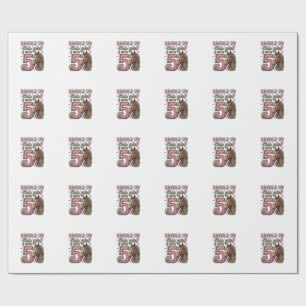 Sattel auf Mädchen 5. Geburtstag Pferd Cowgirl-Shi Geschenkpapier
