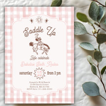 Sattel auf Rodeo Cowgirl Rosa Gingham Geburtstag 