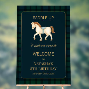 Sattel auf, vornehmes Pferd-Birthday-Willkommen Acrylschild