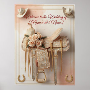 Sattel & Glanz – Western-Hochzeitsposter & -Schild Poster