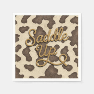 Sattel hoch braune Kuh Druck Land westliche Rodeo Serviette