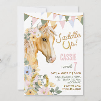 Sattel hoch, Cowgirl Birthday, Rodeo, Pferd Geburt Einladung