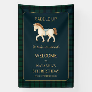 Sattel hoch, vorbereitetes Pferd-Birthday-Willkomm Banner