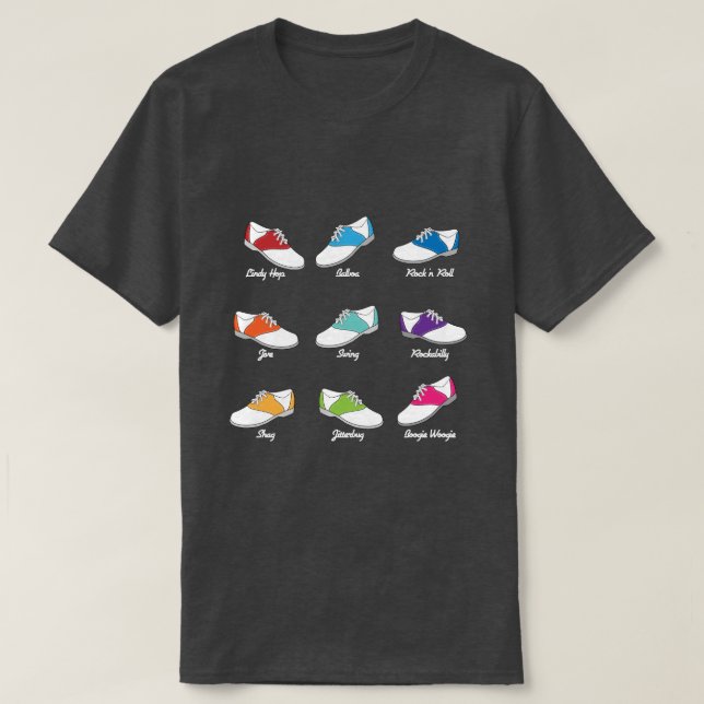 Sattel-Schuhe in der Farbe mit T-Shirt (Design vorne)