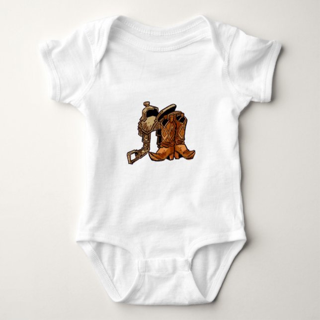 Sattel und Stiefel Baby Strampler (Vorderseite)