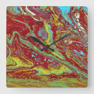 Sattel Up 3 Freiform-Psychedelic-Wanduhr Quadratische Wanduhr