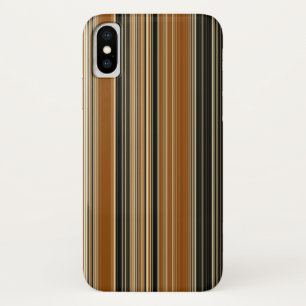 Sattelbraunes und schwarzes Streifenmuster iPhone X Hülle