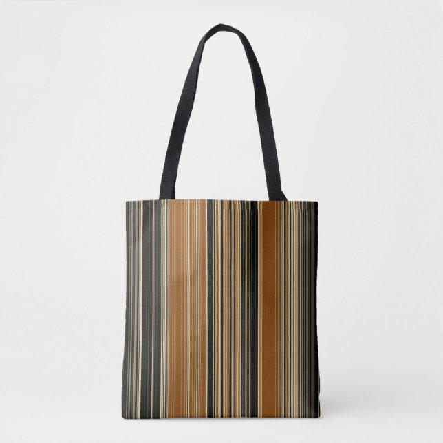 Sattelbraunes und schwarzes Streifenmuster Tasche (Vorderseite)