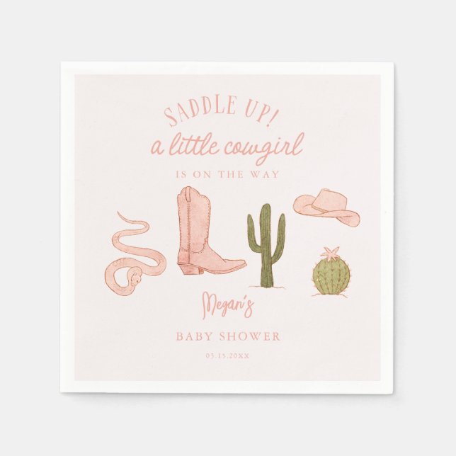 Satteln Sie Cowgirl Babydusche Napkins Serviette (Vorderseite)