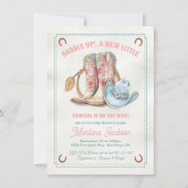 Satteln Sie die Floral Stiefel Babydusche Einladung