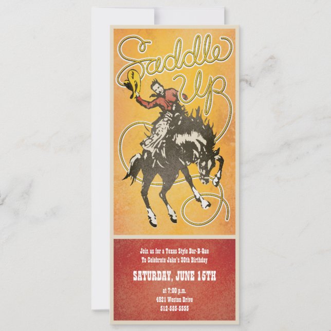 Satteln Sie oben Cowboy-Party Einladung (Vorderseite)