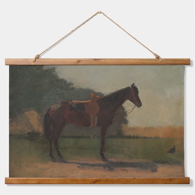 "Sattelpferd im Hof" von Winslow Homer Wandteppich Mit Holzrahmen (Vorne)