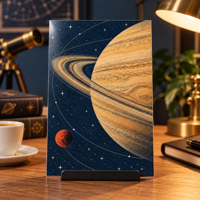 Saturn in Ocker-Kunstprint Poster (4 x 6 inch unframed semi-gloss print. Flat printed artwork. Styled scene; props not included.)