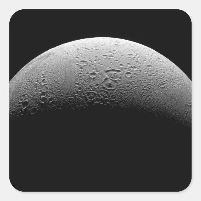 Saturn-Mond-Enceladus 5 Quadratischer Aufkleber (Vorderseite)
