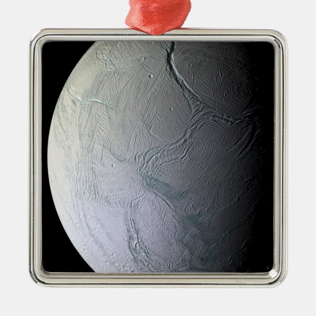 Saturn Mond Enceladus Silbernes Ornament (Vorne)