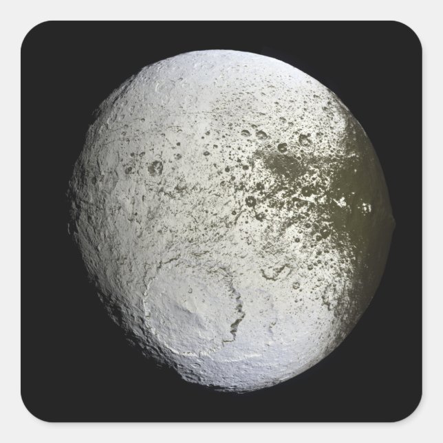 Saturn-Mond-Iapetus 2 Quadratischer Aufkleber (Vorderseite)