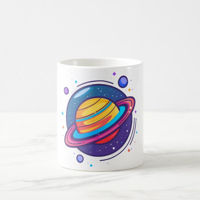Saturn Planet Coffee Mug – Cosmic Design for Space Kaffeetasse (Mittel)
