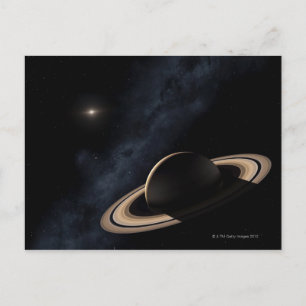 Saturn Planet im Sonnensystem, nah-up Postkarte