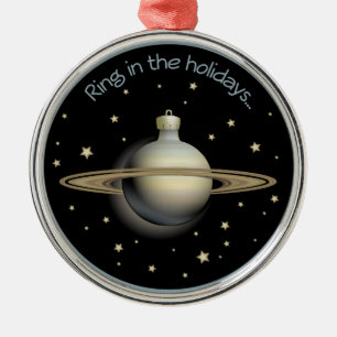 Saturn - Ring in den Feiertagen Silbernes Ornament