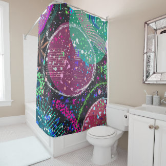 Saturn’s Rings: Maximalist Abstract Art Duschvorhang