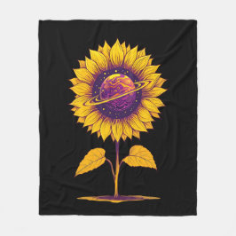 Saturn Sonnenblumenschwarz Fleecedecke