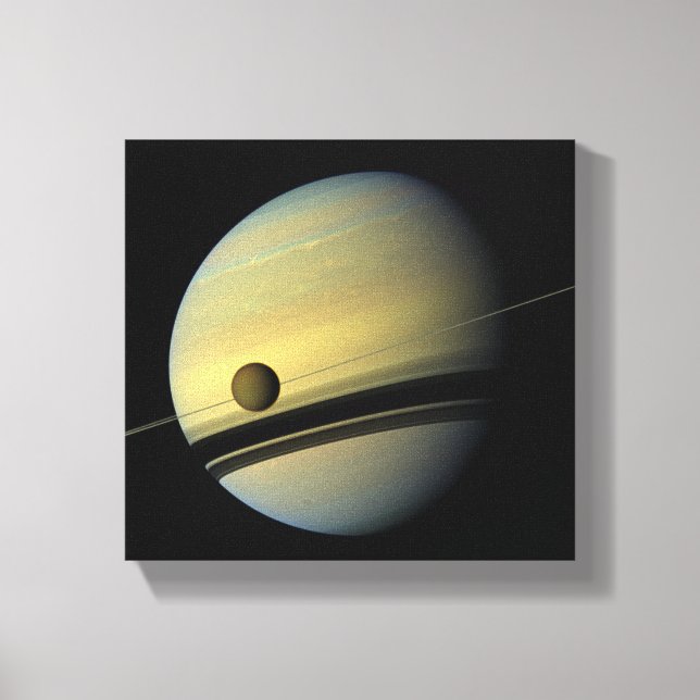 Saturn & Titan Cassini Space Foto Leinwanddruck (Vorderseite)