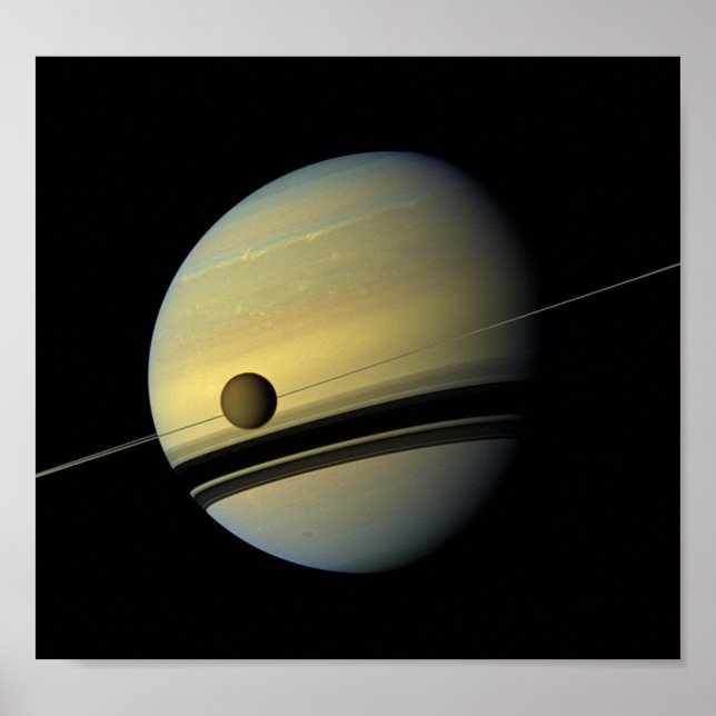 Saturn & Titan Cassini Space Foto Poster (Vorne)