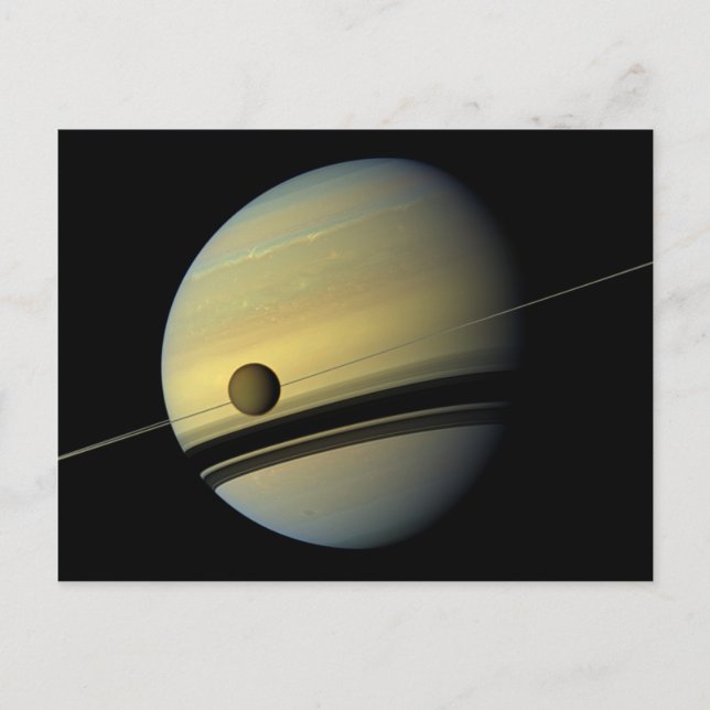 Saturn & Titan Cassini Space Foto Postkarte (Vorderseite)