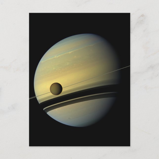 Saturn & Titan Cassini Space Foto Postkarte (Vorderseite)