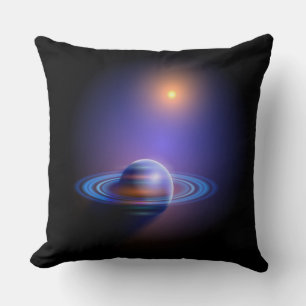 Saturn und Sonne im Weltraum Kissen
