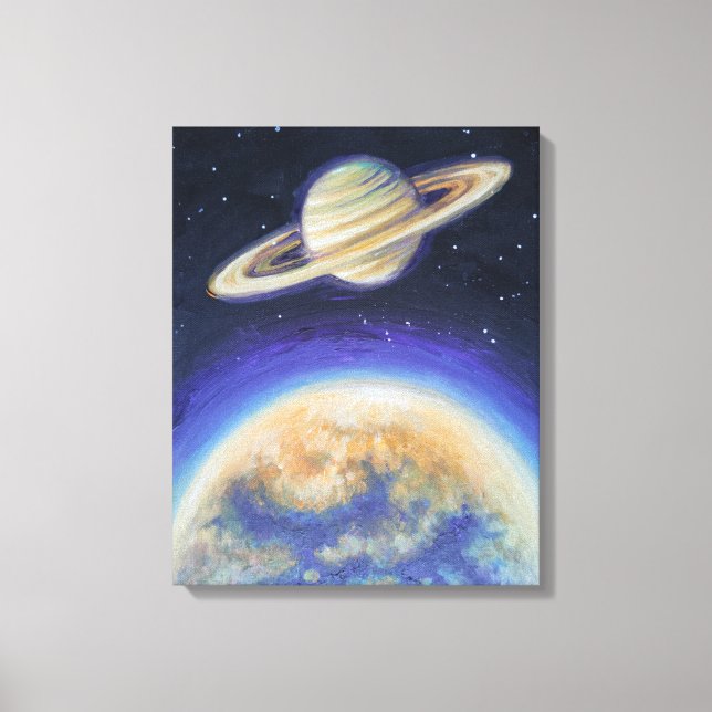 Saturn und Titan Leinwanddruck (Vorderseite)