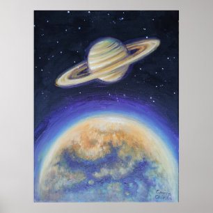Saturn und Titan Poster